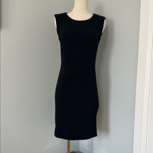 Rinascimento Black Textured Bodycon Dress | Stretch Knit Sleeveless Midi |Size M